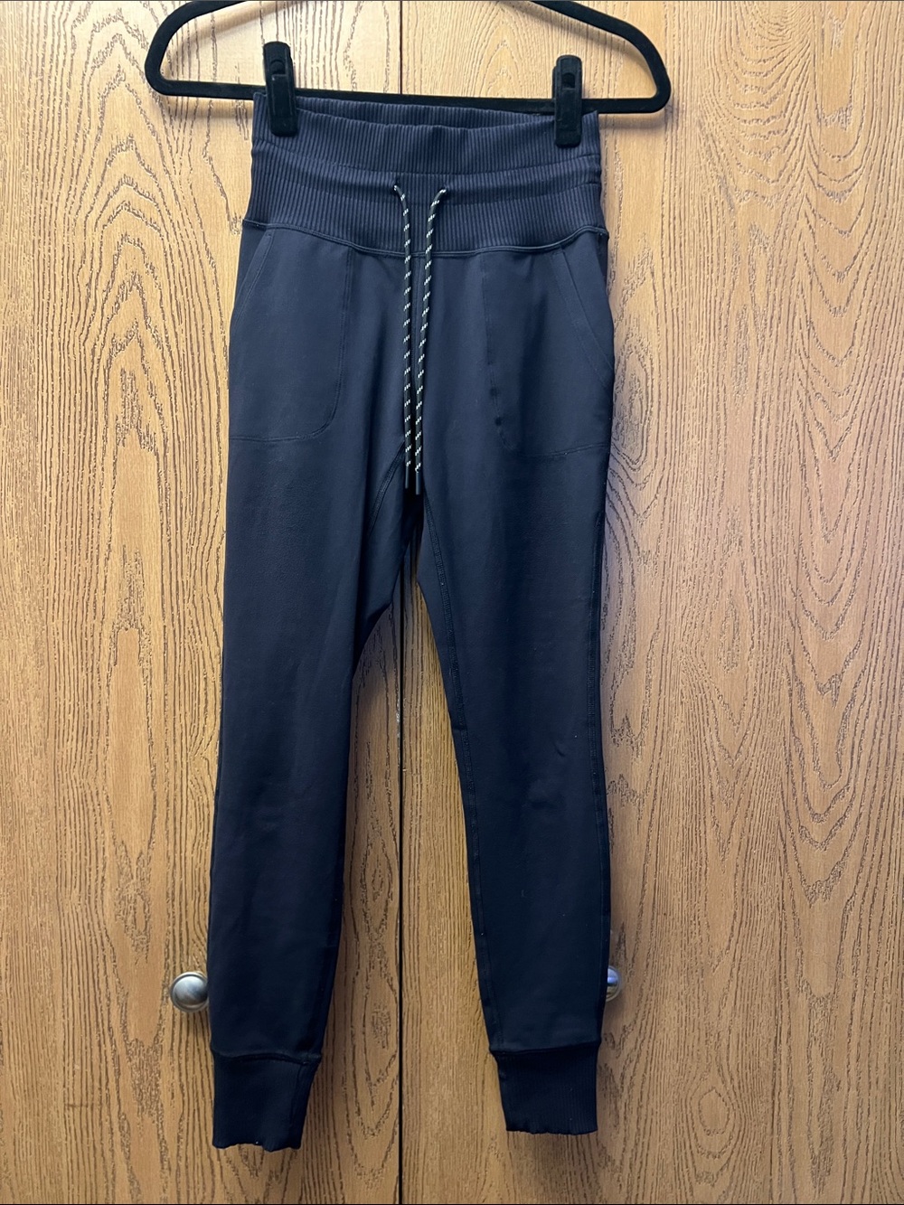 Avalanche Black High-Rise Ribbed Waist Jogger Pants